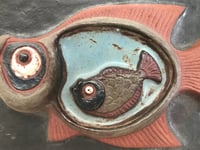 Image 3 of Danish Modern Art Tile of Fish by Lizzie Schnakenburg Thyssen, Signed, Circa 1970s