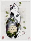 Totoro Ginkgo Cat Art Print