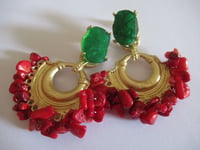 Image 1 of Pippa Middleton Inspired Large Statement Red Coral Beaded Earrings