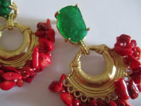 Image 6 of Pippa Middleton Inspired Large Statement Red Coral Beaded Earrings