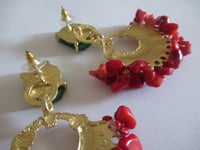 Image 9 of Pippa Middleton Inspired Large Statement Red Coral Beaded Earrings