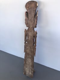 Image 5 of Large Antique Asian Buddhist Figure, Carved Wood With Weathered Polychrome