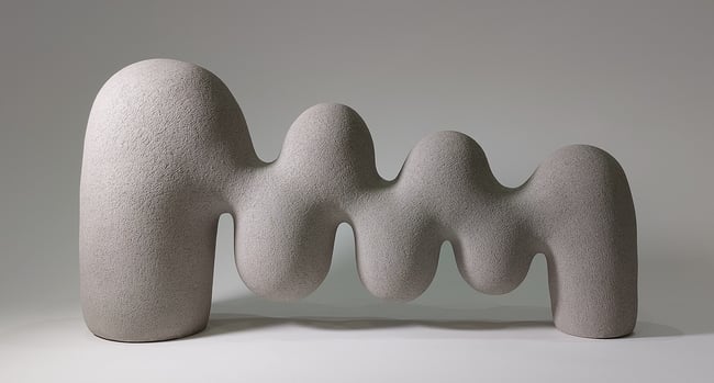 Floating Flow - Hand-Built Grey Ceramic Sculpture
