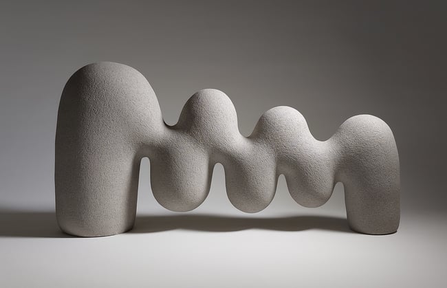 Floating Flow - Hand-Built Grey Ceramic Sculpture