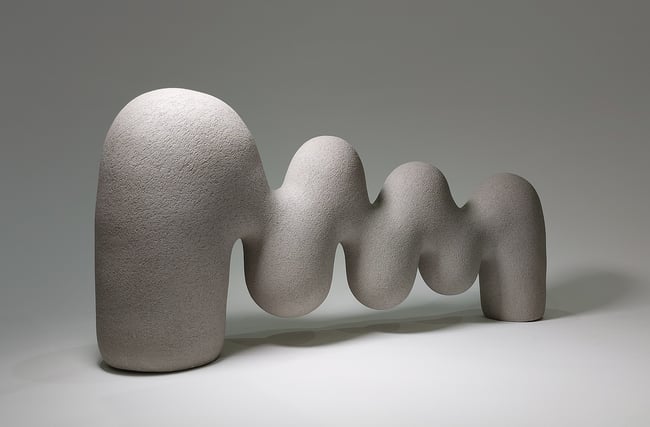Floating Flow - Hand-Built Grey Ceramic Sculpture