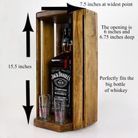 Image 8 of Whiskey Shack, Wooden Whiskey Bourbon Caddy with two glass shot glasses, Wedding Gift, Barware Gift