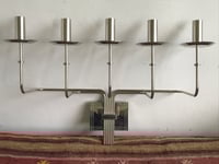 Image 2 of Rare Mid Century Tommi Parzinger Polished Nickel Wall Candelabra 
