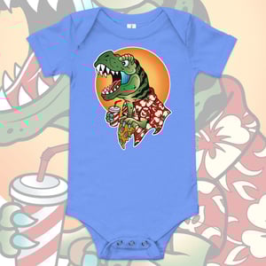 Image of PARTY DINO BABY GROW. 3-18 MONTHS