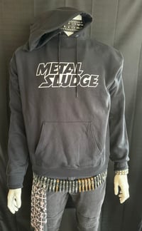 Image 3 of Metal Sludge men's Pullover Black Hoodie (BOTH Front ONLY print & w/ BACK PRINT TOO) 