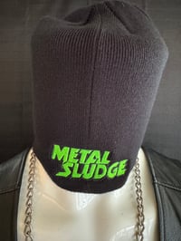 Image 3 of Metal Sludge Beanie with Neon Green or Black Embroidered Logo, order includes Gtr Picks!