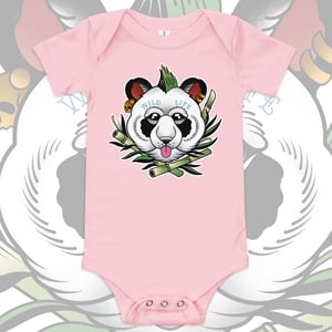 Image of PANDA PUNK BABY GROW. 3-18 MONTHS