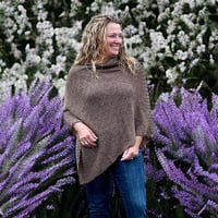 Image 1 of Alpaca and Merino Delicate Cable Poncho