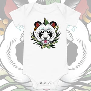 Image of PANDA PUNK BABY GROW. 3-18 MONTHS