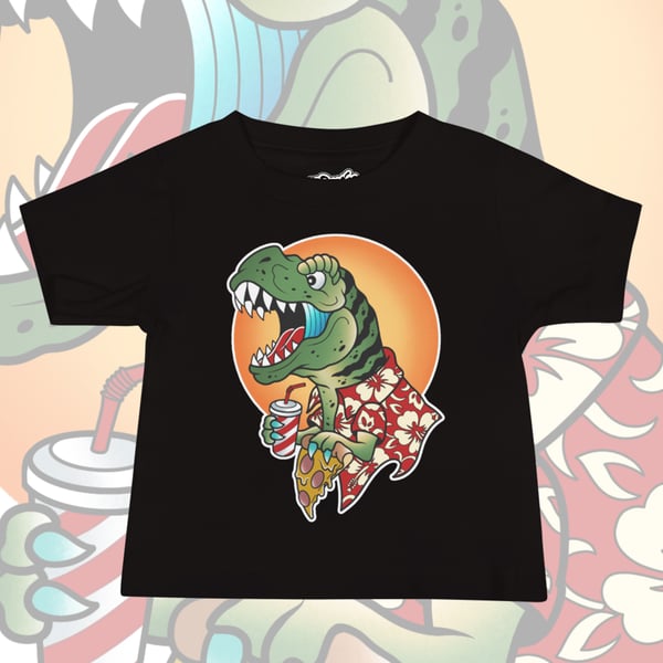 Image of PARTY DINO BABY TEE. 6-24 MONTHS