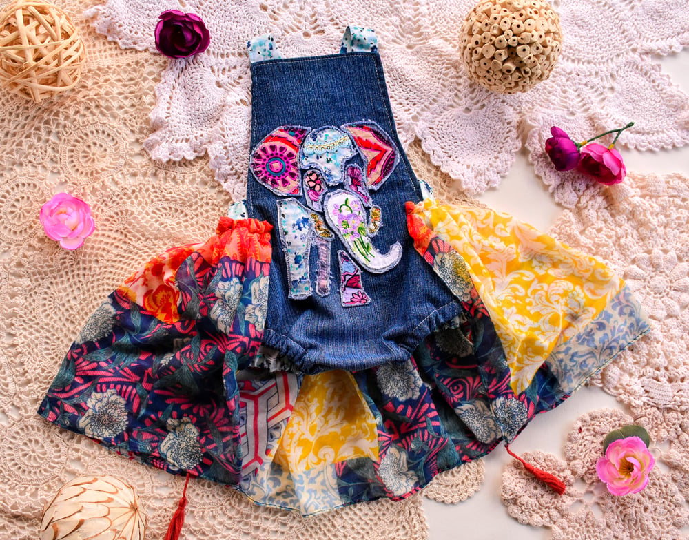 Image of Patchwork Elephant Skirted Playsuit no. 005 