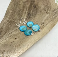 Image 2 of Sterling Silver & Natural Blue Shell Bead Earrings