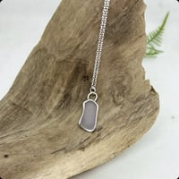 Image 2 of Rare long Lavender Seaglass bezeled in sterling silver and Silver Chain