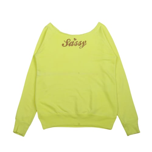 Image of 💛Yellow Fluoro SASSY Off Shoulder Sweatshirt 💛🫧🩷