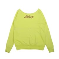 Image 2 of 💛Yellow Fluoro SASSY Off Shoulder Sweatshirt 💛🫧🩷