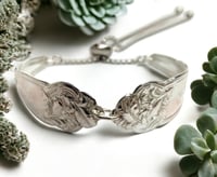 Image 2 of Antique 1907 Alvin Sterling Silver spoon bracelet; Fleur de Lis