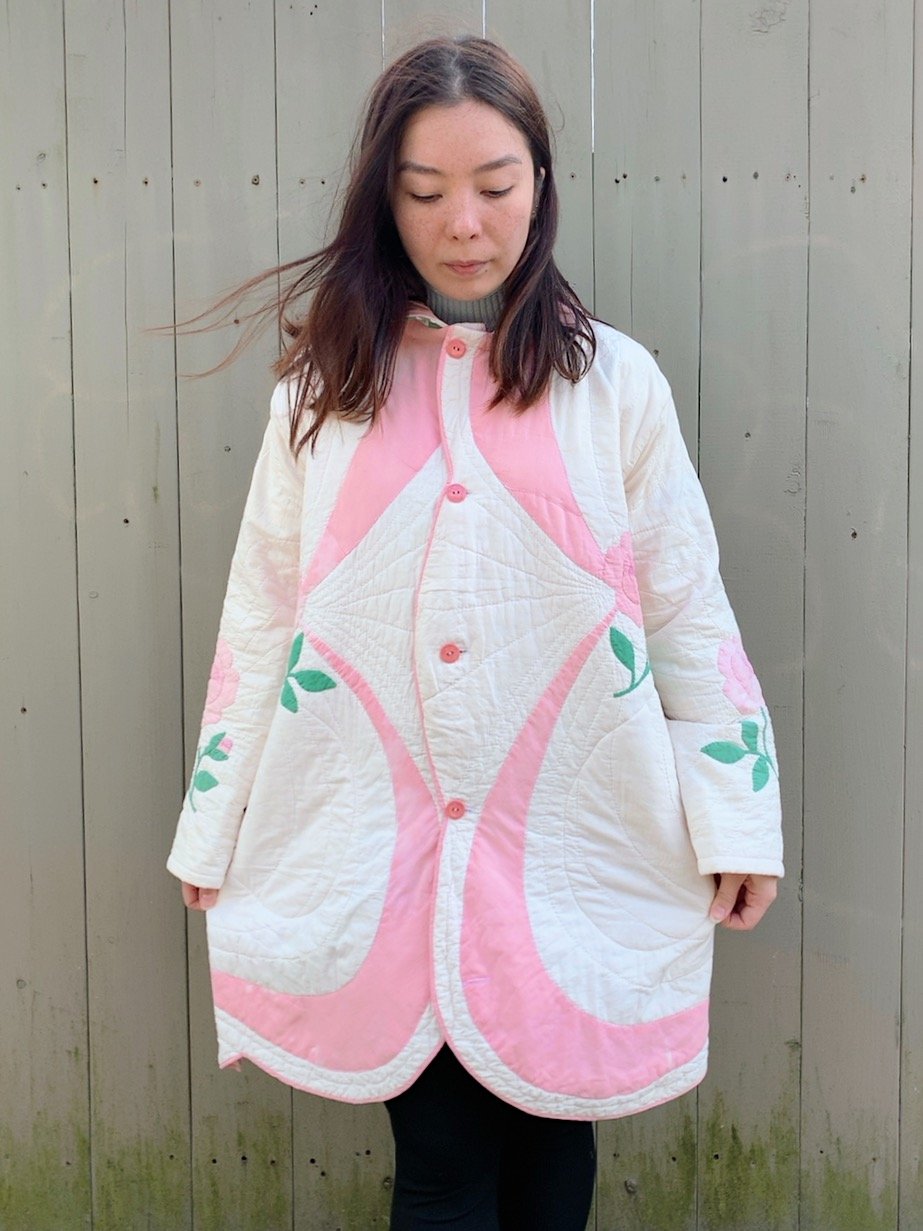 Image of Quilt Collared Coat — Antique Roses
