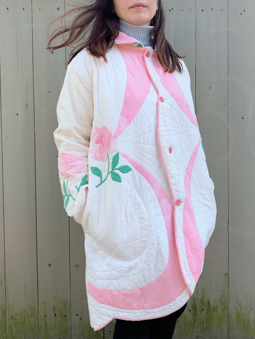 Image of Quilt Collared Coat — Antique Roses