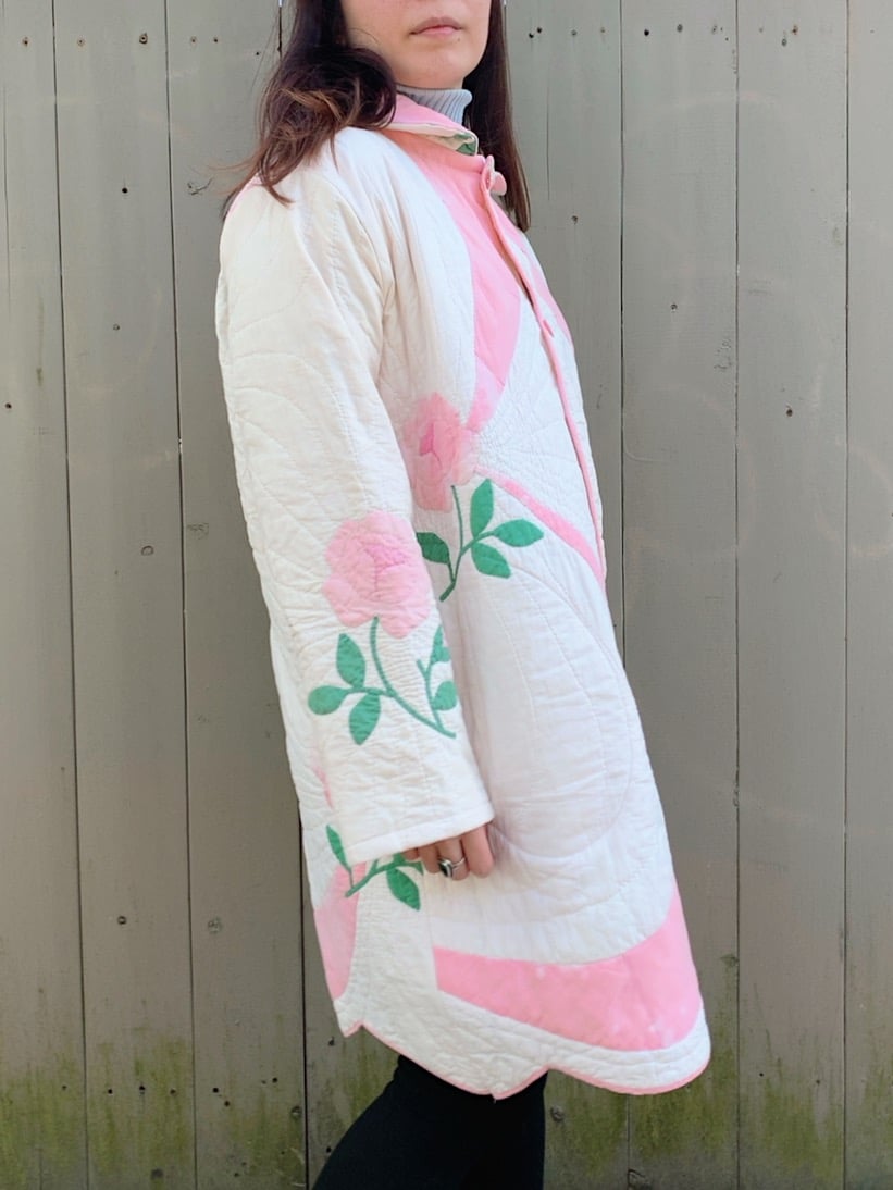 Image of Quilt Collared Coat — Antique Roses