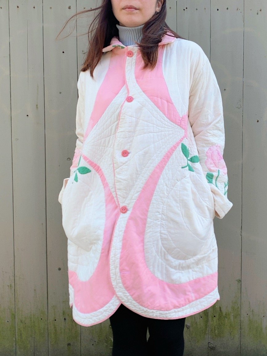 Image of Quilt Collared Coat — Antique Roses