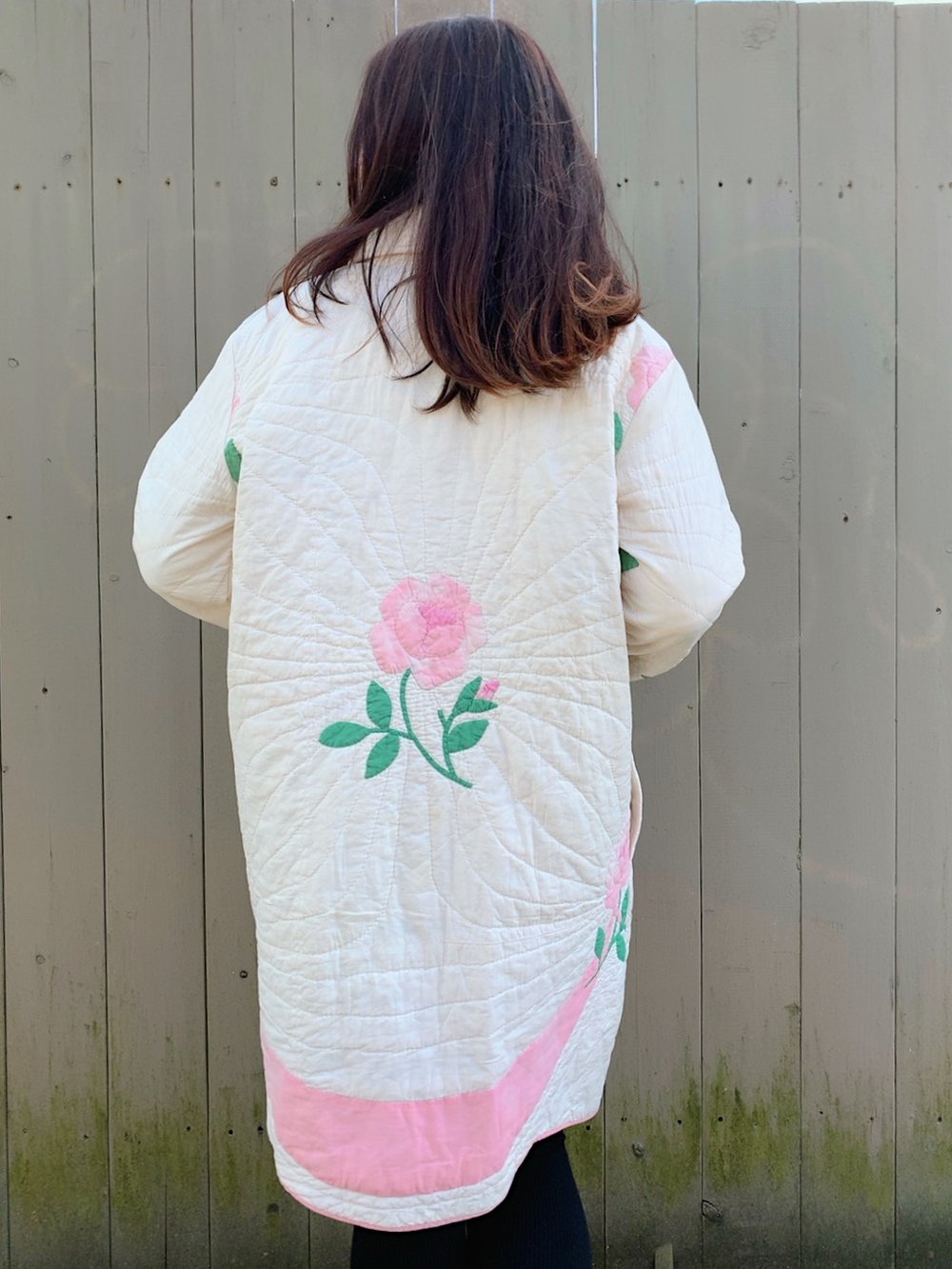 Image of Quilt Collared Coat — Antique Roses