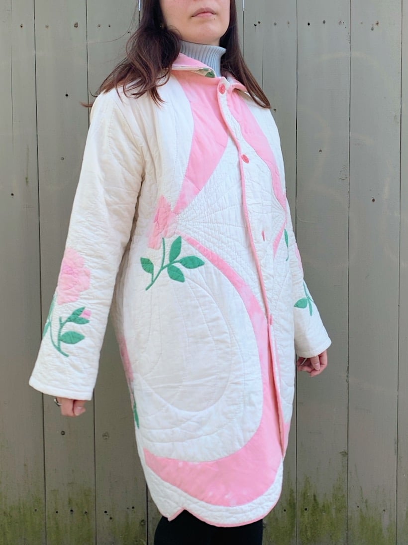Image of Quilt Collared Coat — Antique Roses
