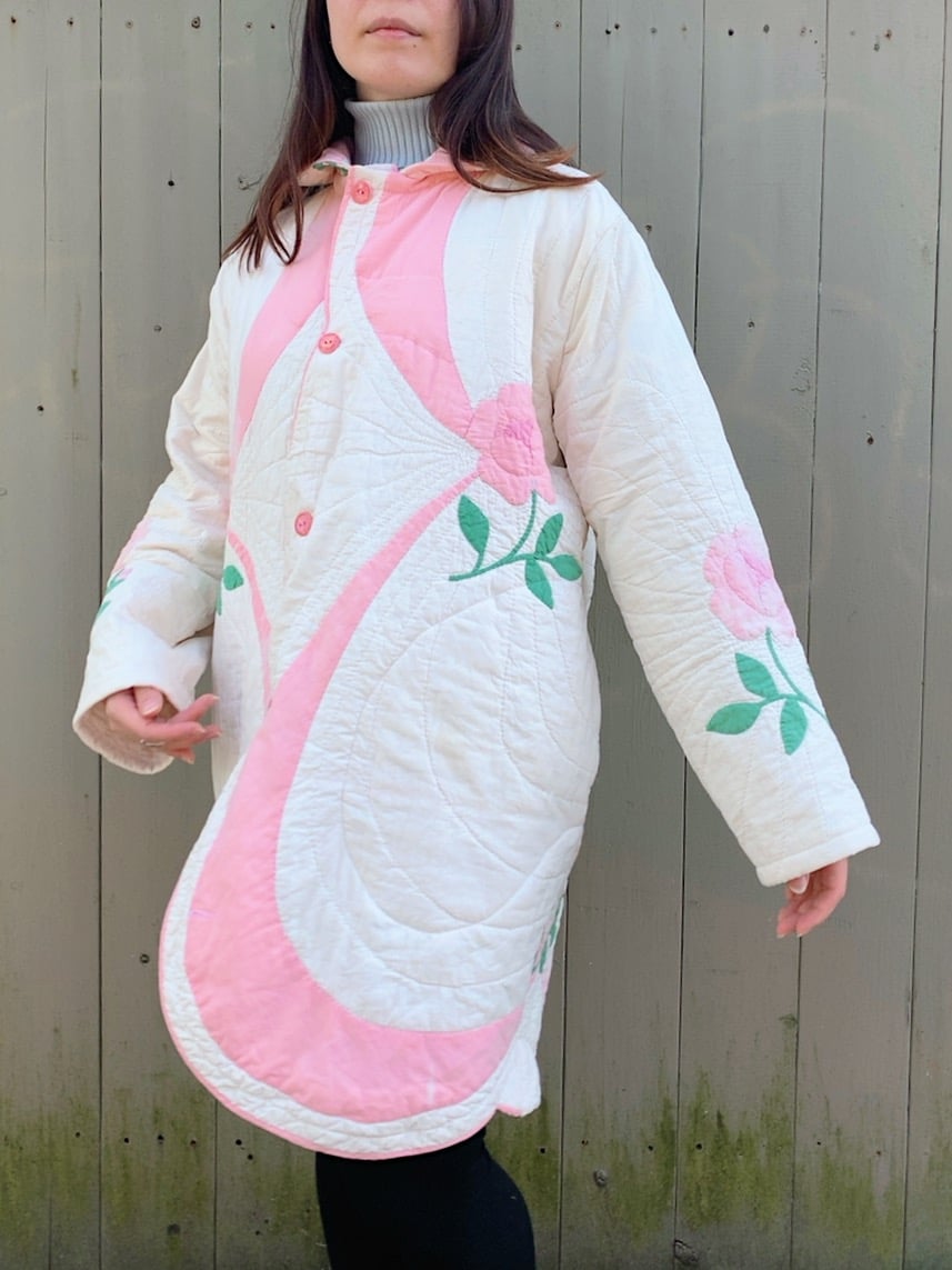 Image of Quilt Collared Coat — Antique Roses