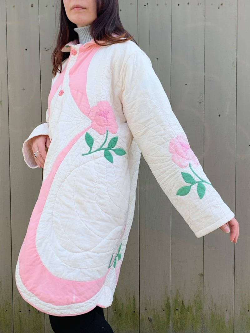 Image of Quilt Collared Coat — Antique Roses