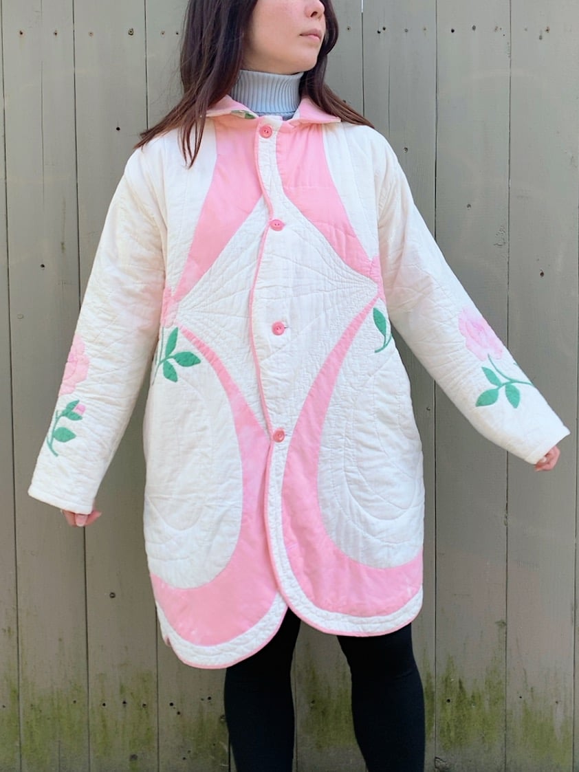 Image of Quilt Collared Coat — Antique Roses