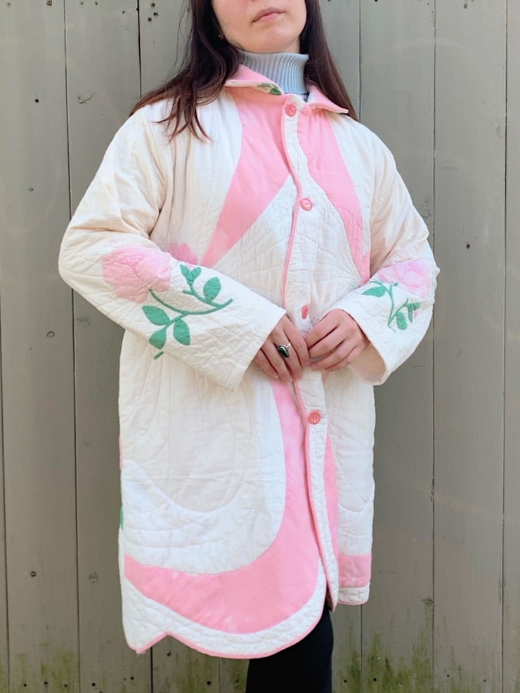 Image of Quilt Collared Coat — Antique Roses
