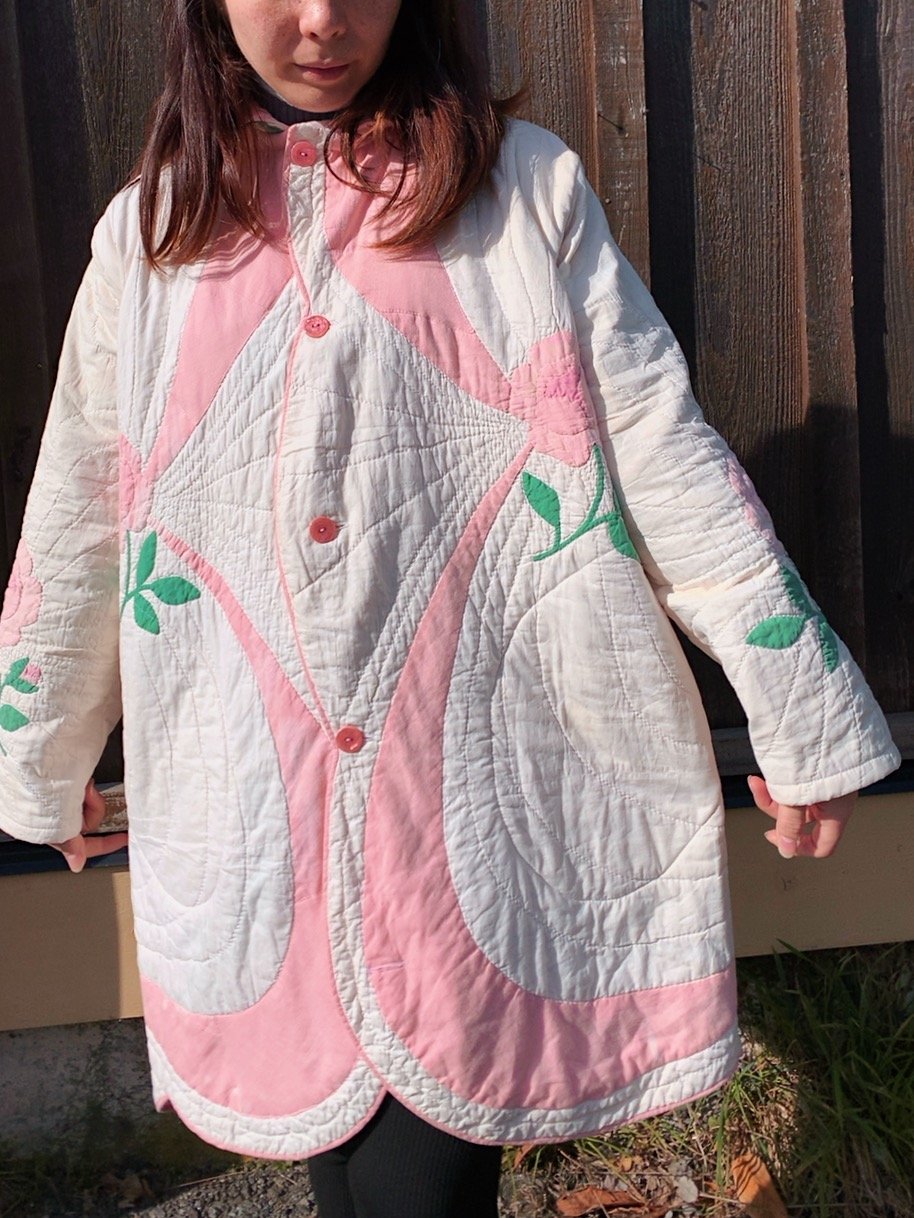 Image of Quilt Collared Coat — Antique Roses 