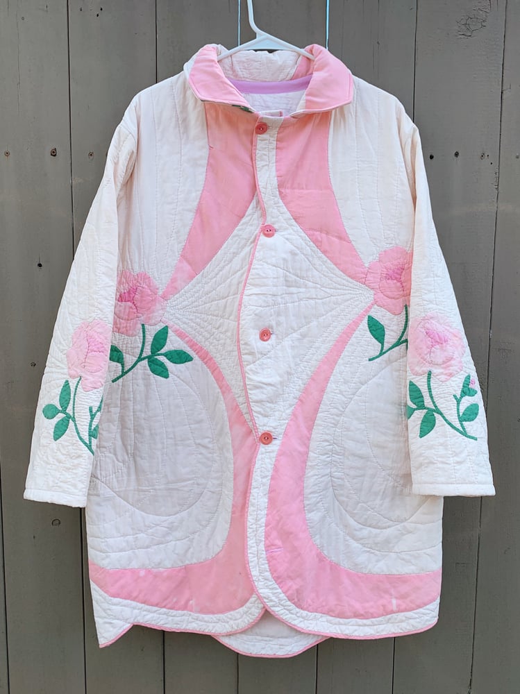 Image of Quilt Collared Coat — Antique Roses