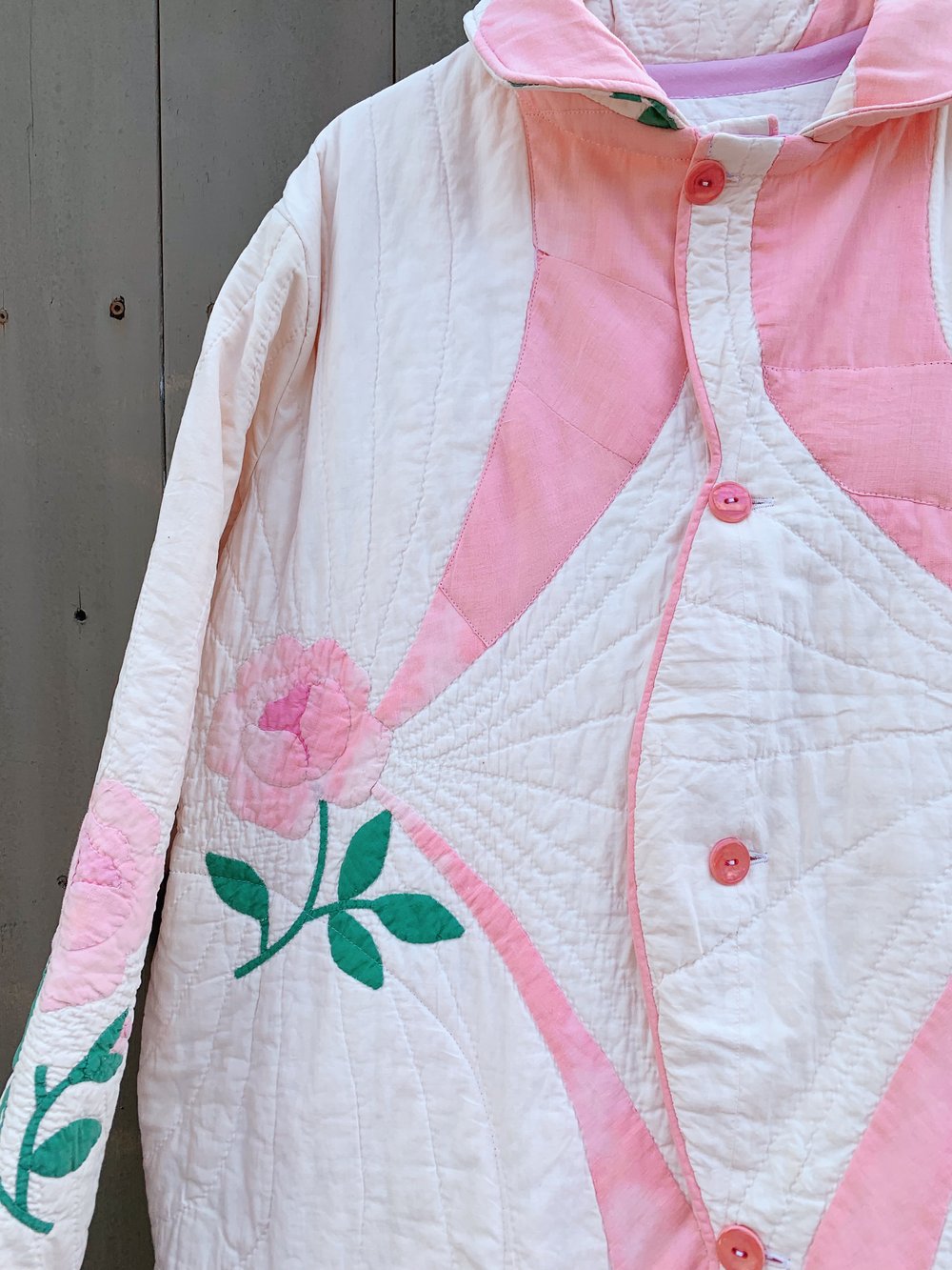 Image of Quilt Collared Coat — Antique Roses