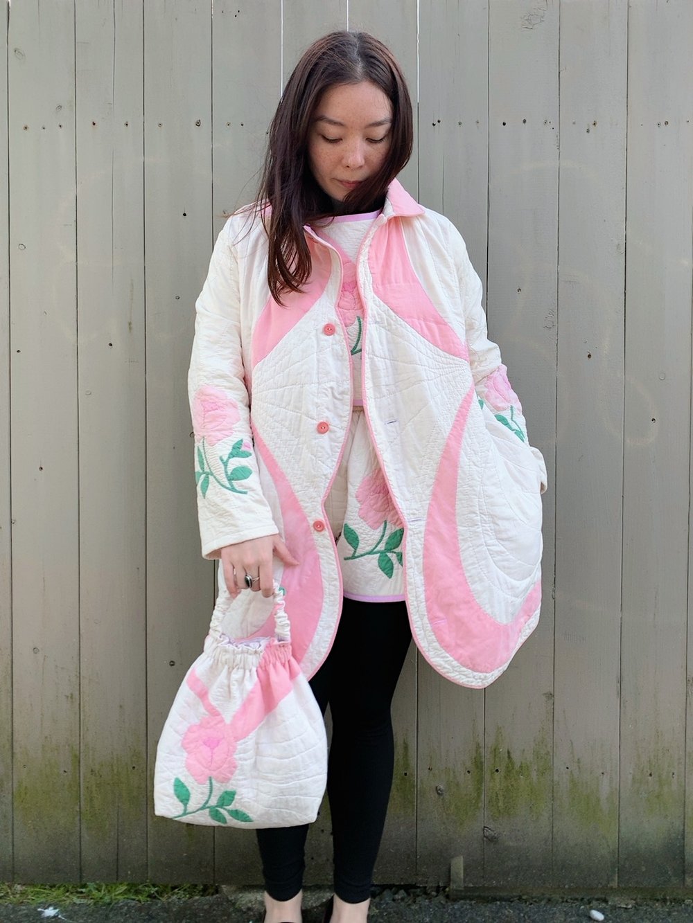 Image of Quilt Collared Coat — Antique Roses