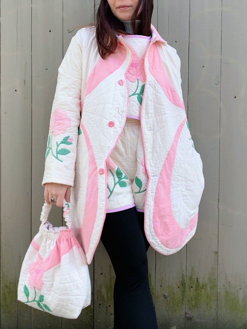 Image of Quilt Collared Coat — Antique Roses 
