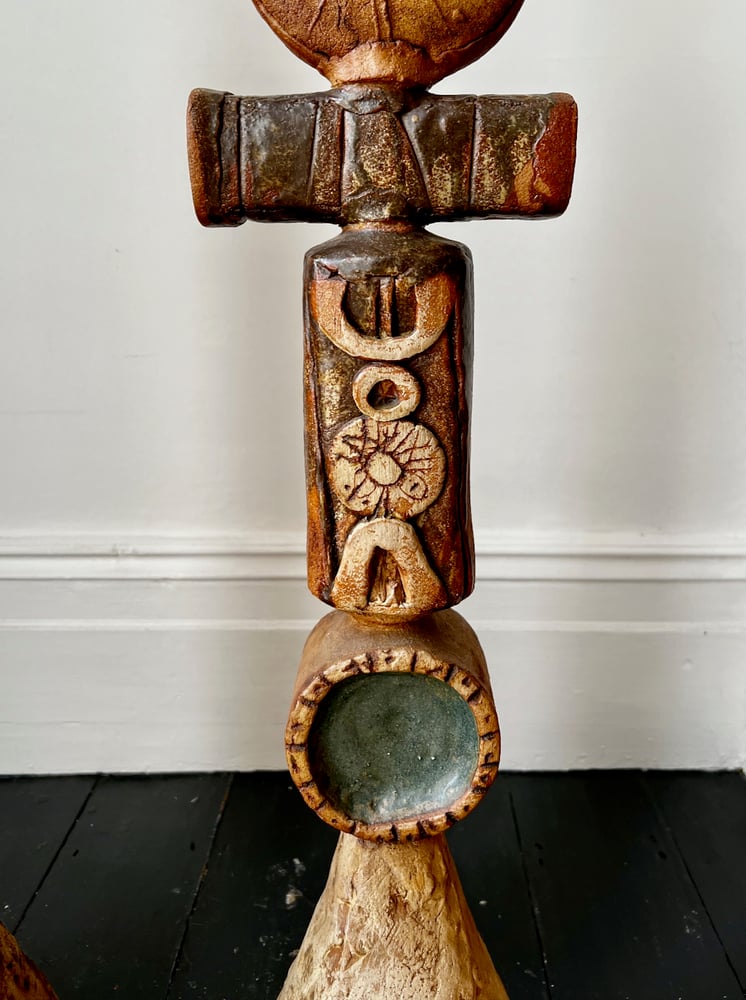Image of Early Ceramic Totem Lamp by Rooke, England [II]