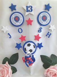 Image 6 of Personalised Football Cake Topper, Football Centrepiece, Football Party Decor, Soccer Cake Topper