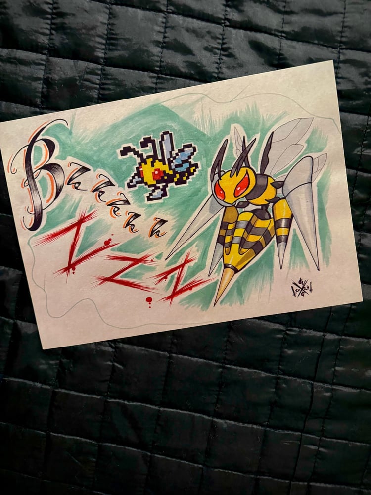 Image of 'Bzzzzzzzz' - Pokemon Beedrill Inspired A4 Print