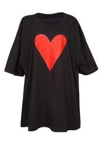 Image of Oversize T-Shirt Herz rot-schwarz