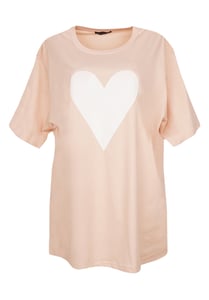 Image of Oversize T-Shirt Herz pastel rose