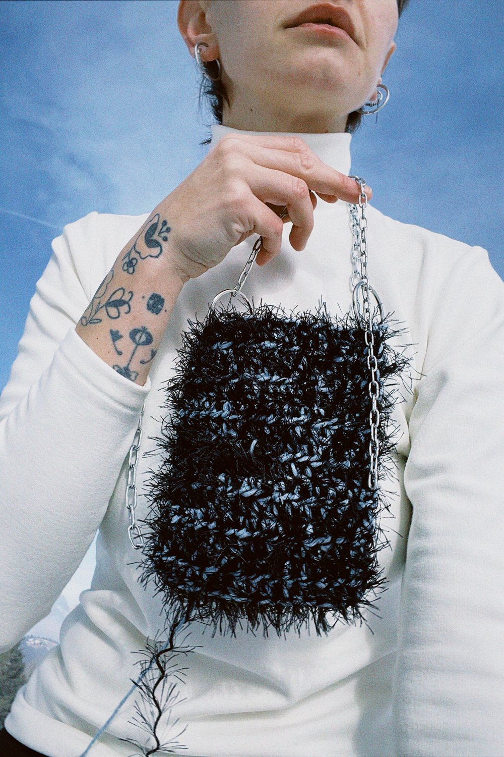 Image of Fluffy crocheted phone bag no.2