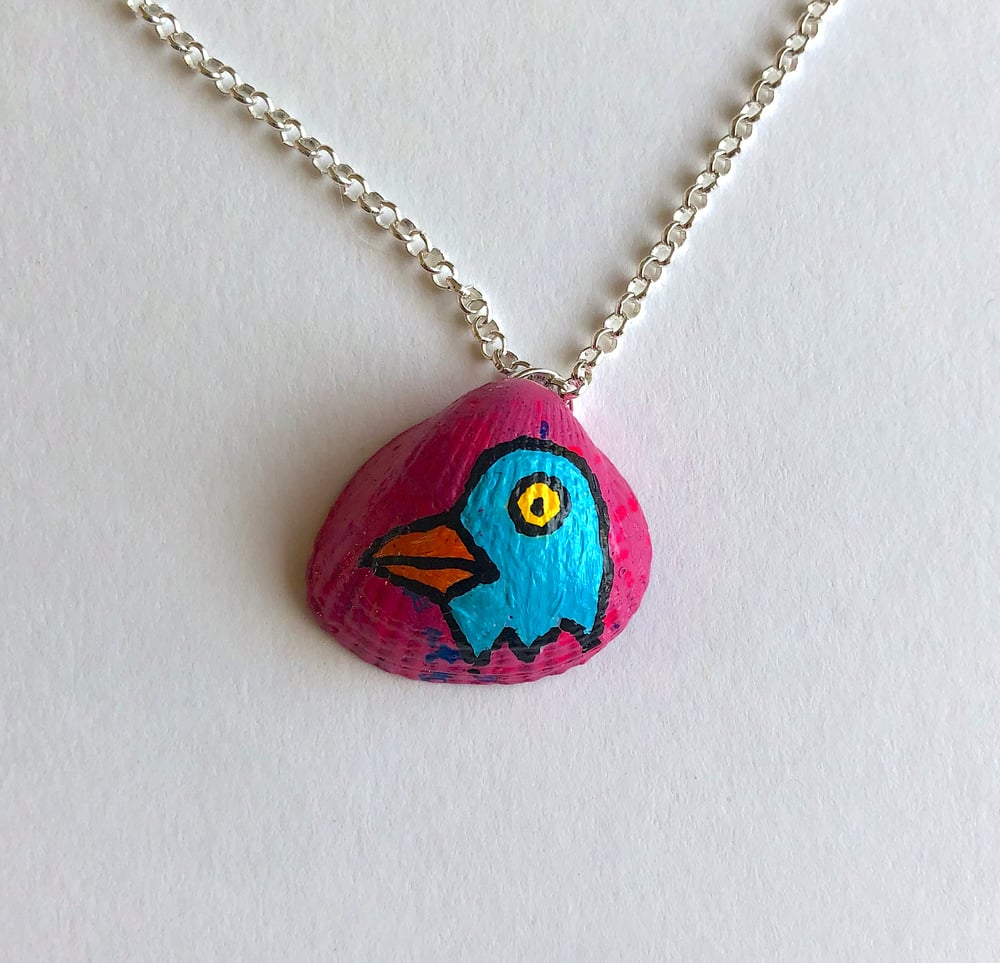 Pink Bird Head Shell Necklace and Chain