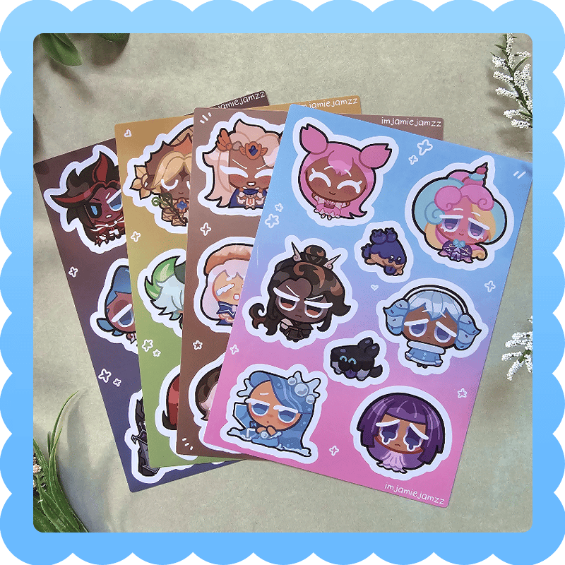 Image of cookie run kingdom ❄️ waterproof vinyl sticker sheet