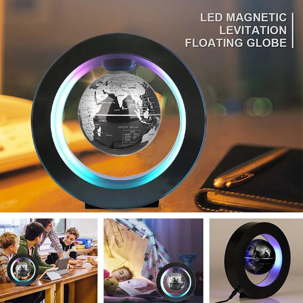 O Shape Levitating Lamp Magnetic Earth Floating Lamp Rotating Globe Desk/Bedside Lights Novelty