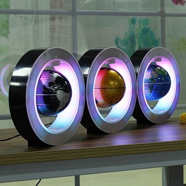 O Shape Levitating Lamp Magnetic Earth Floating Lamp Rotating Globe Desk/Bedside Lights Novelty