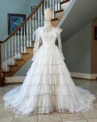 Image 1 of 1970s Tiered Wedding Dress